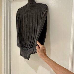 Chic Grey Ribbed Turtleneck Sweater